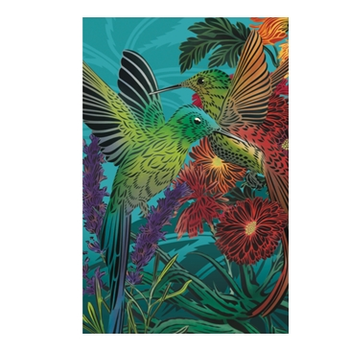 Hummingbirds and Chrysanthemum Card