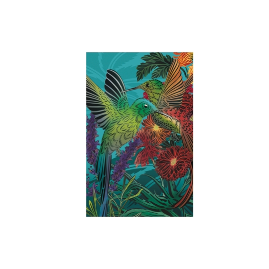 Hummingbirds and Chrysanthemum Card