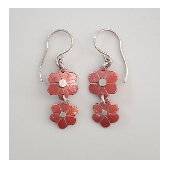 Copper Double Daisy Earrings