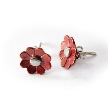 Copper Daisy Stud Earrings