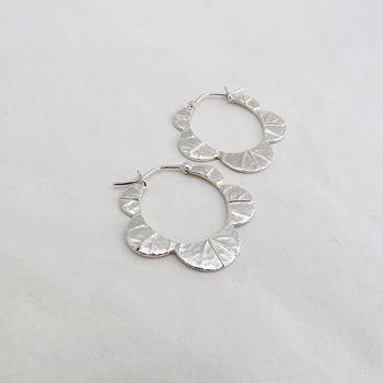Scalloped Leaf Hoops Silver
