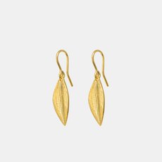 Leaf Earrings Short Hooks 22ct Gold Plate-jewellery-The Vault