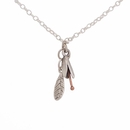 Small Bud & Leaf Necklace Silver Copper