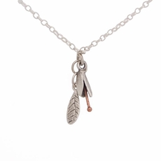 Small Bud & Leaf Necklace Silver Copper-jewellery-The Vault