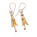 Yellow Harakeke Earrings Gold Plate