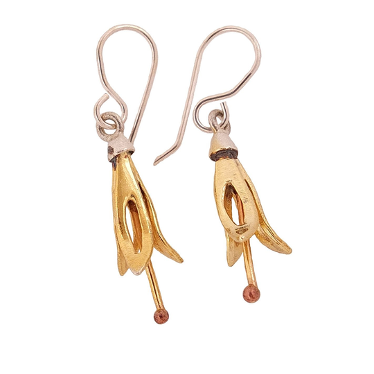 Yellow Harakeke Earrings Gold Plate