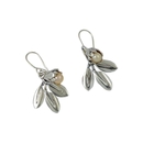 Silver Pearl with Silver Leaf Earrings