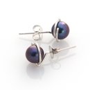 Silver Lulu Studs Peacock Pearl