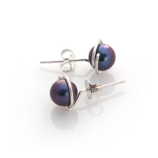 Silver Lulu Studs Peacock Pearl