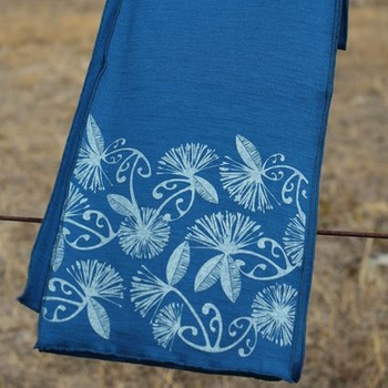 Merino Scarf Koru Pohutukawa Azure