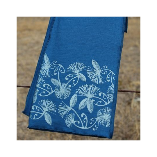 Merino Scarf Koru Pohutukawa Azure