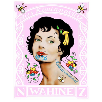 Pink Wahine Stamp A3 Print
