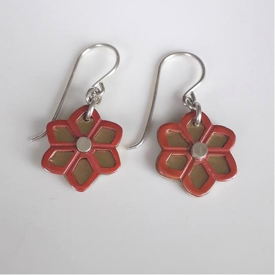 Brass Daisy Earrings Copper Cutout