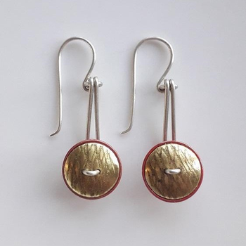 Mixed Metal Drop Earrings Brass Copper
