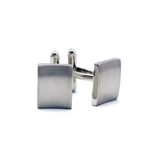 Plain Matt Rectangle Cufflinks Convex