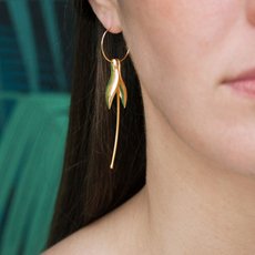 Fuchsia Hoop Earrings 22ct Gold Plate-jewellery-The Vault