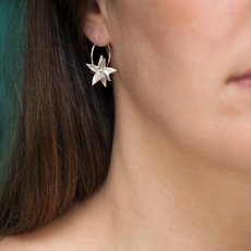 Star Anise Hoop Earrings Silver-jewellery-The Vault