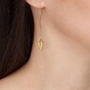 Leaf Earrings Long Hooks 22ct Gold Plate