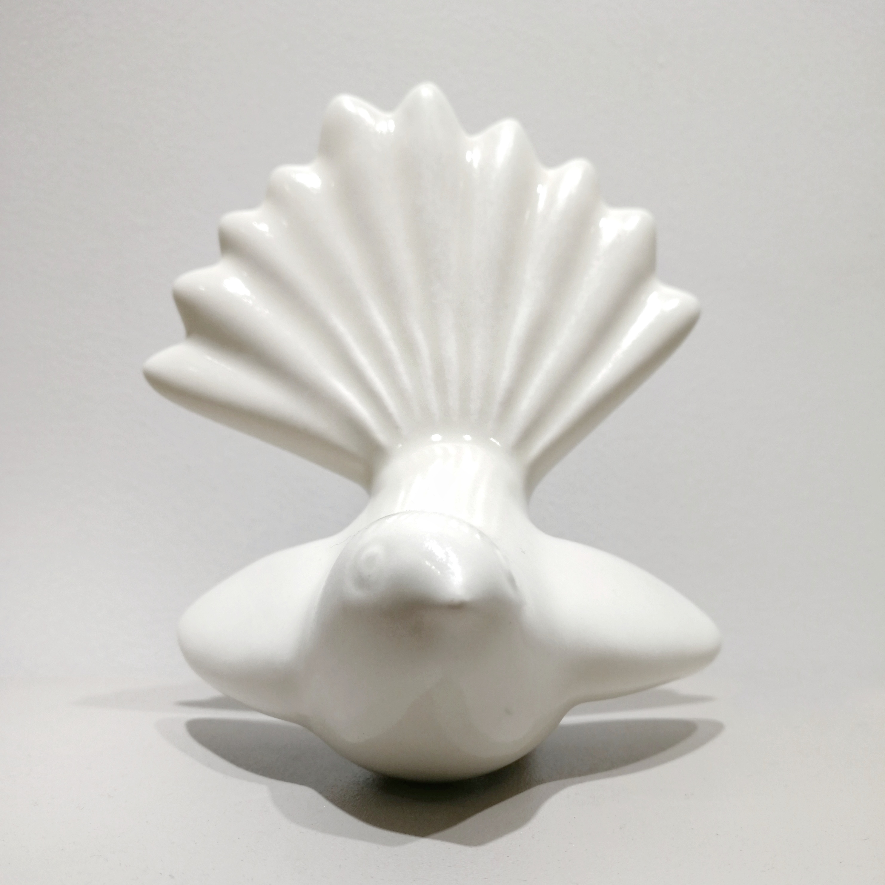 Ceramic Fantail Wall Art Bone White NZ Artist and