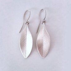 Silver Rata Leaf Earrings Large-jewellery-The Vault