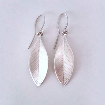 Silver Rata Leaf Earrings Large