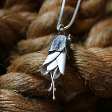 Kowhai Flower Necklace Silver Large-jewellery-The Vault