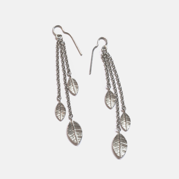 Mixed Leaf Dangle Earrings Silver