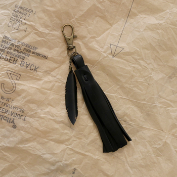 Up-Bicycled Mini Feather Keyring w Tassel