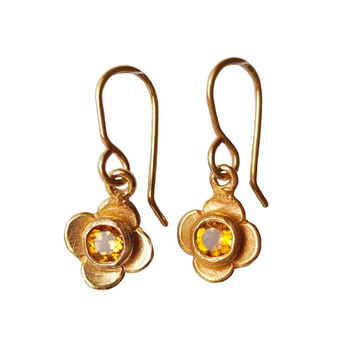 Citrine Quatrefoil Earring Gold Plate